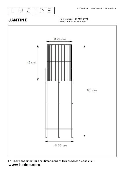 Lucide JANTINE - Floor lamp - Ø 30 cm - 1xE27 - Natural - technical